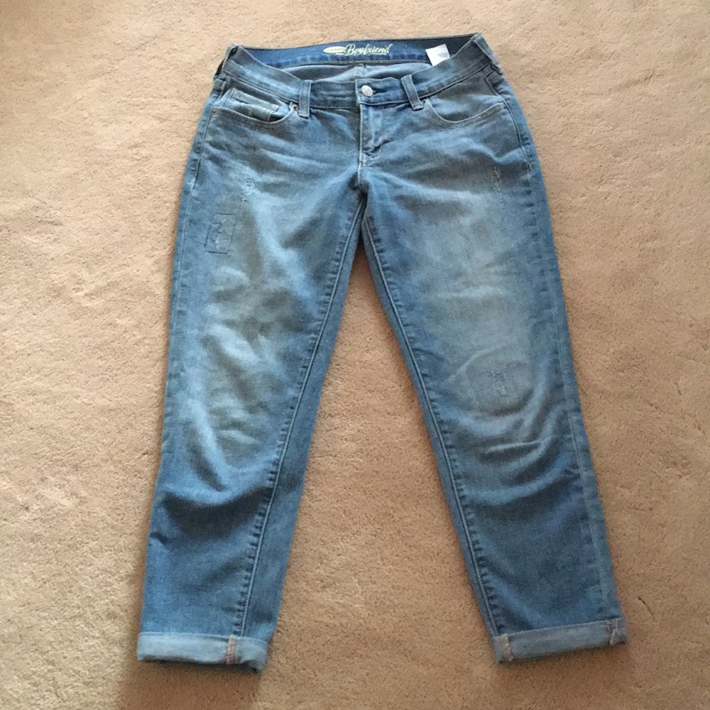 Boyfriend jean cuffed capris